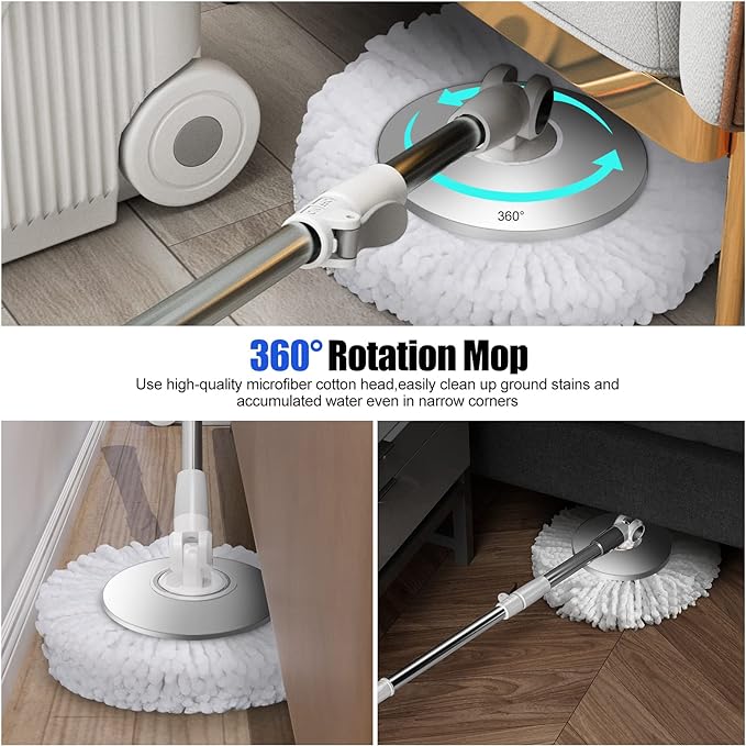 360° Spin Mop with 3 Reusable Microfiber