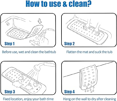 Oval Bath Mat with Non-Slip Suction Cups and Drain Holes